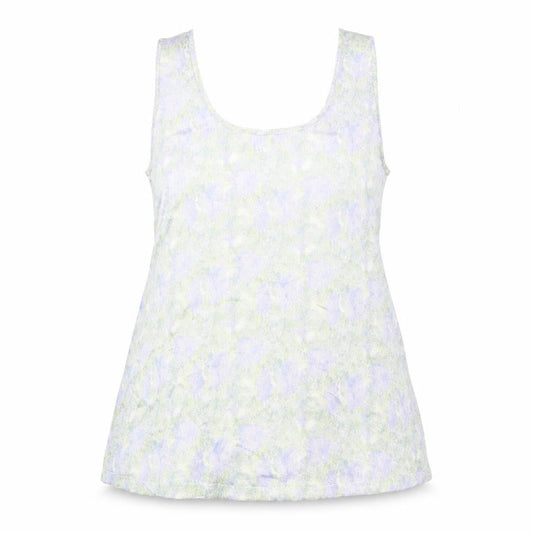Marks and Spencer Womens Blue Geometric Viscose Basic Tank Size 10 Scoop Neck