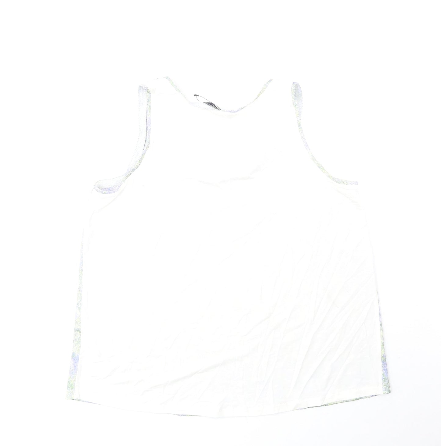Marks and Spencer Womens Blue Geometric Viscose Basic Tank Size 10 Scoop Neck
