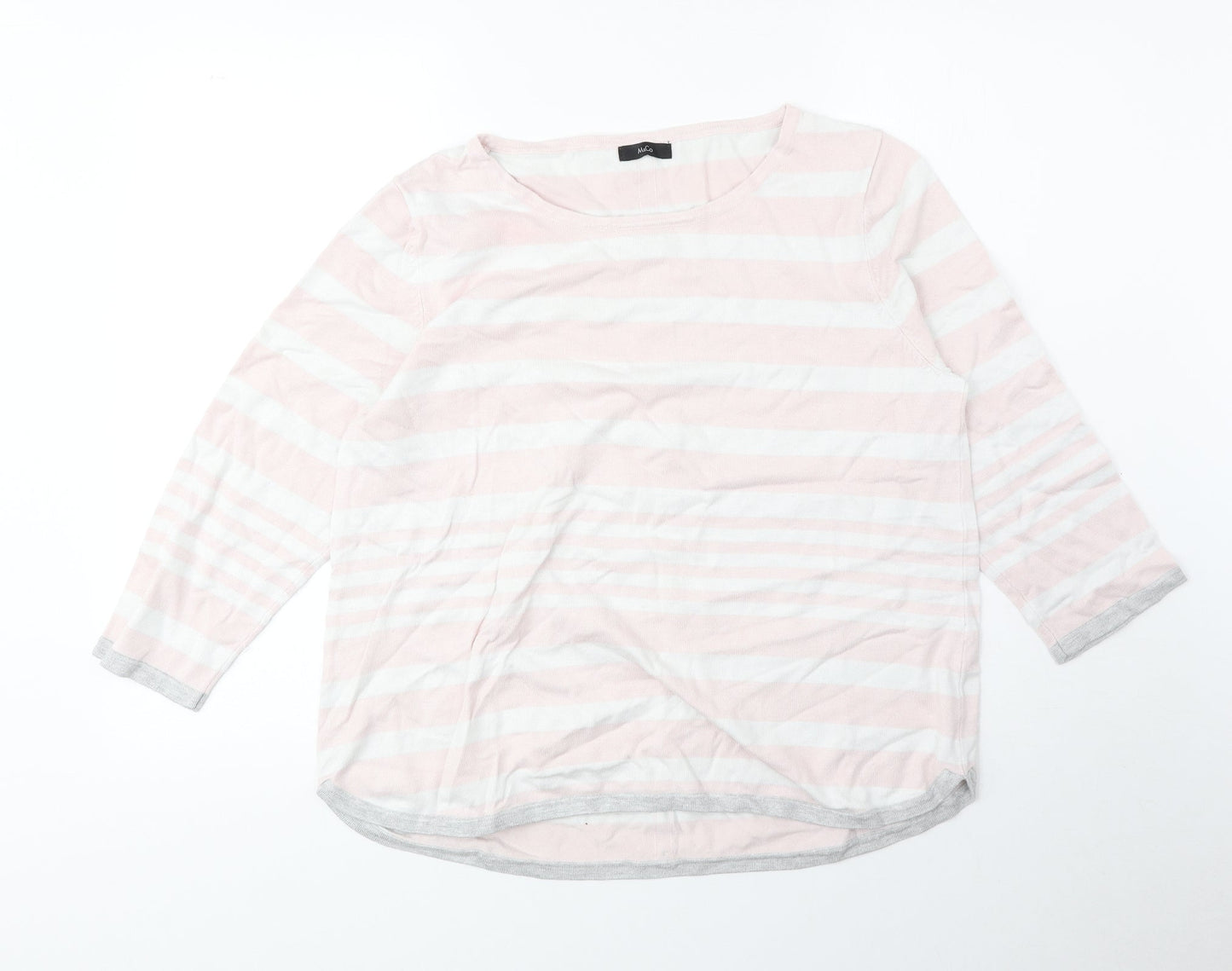 M&Co Womens Pink Boat Neck Striped Viscose Pullover Jumper Size 18