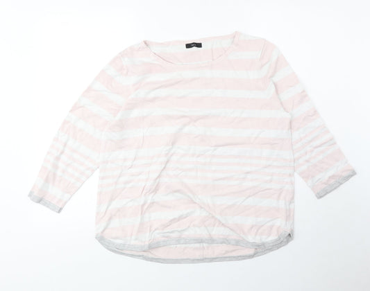 M&Co Womens Pink Boat Neck Striped Viscose Pullover Jumper Size 18