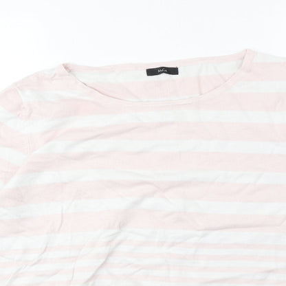 M&Co Womens Pink Boat Neck Striped Viscose Pullover Jumper Size 18