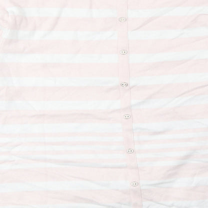 M&Co Womens Pink Boat Neck Striped Viscose Pullover Jumper Size 18