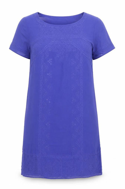 Per Una Womens Blue Polyester T-Shirt Dress Size 12 Boat Neck Pullover