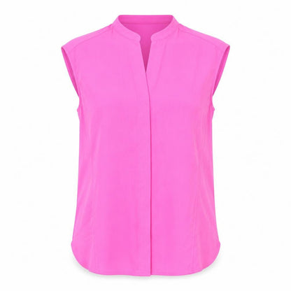 Warehouse Womens Pink Polyester Basic Blouse Size 8 V-Neck