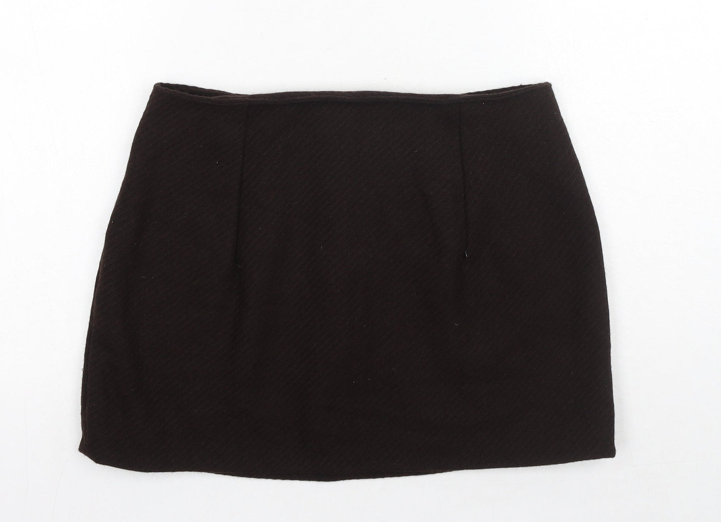 Preworn Womens Brown Cotton Mini Skirt Size 30 in Zip
