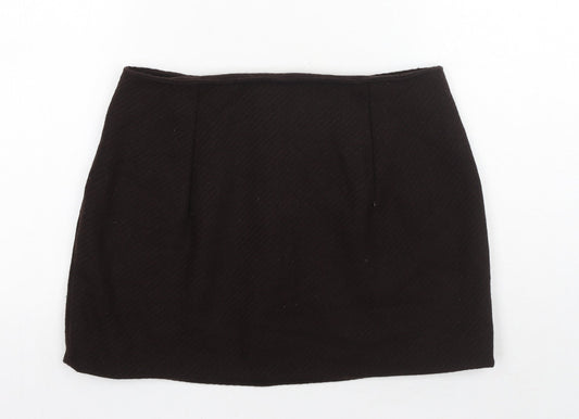 Preworn Womens Brown Cotton Mini Skirt Size 30 in Zip