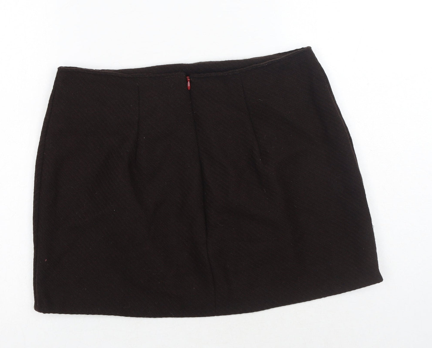 Preworn Womens Brown Cotton Mini Skirt Size 30 in Zip