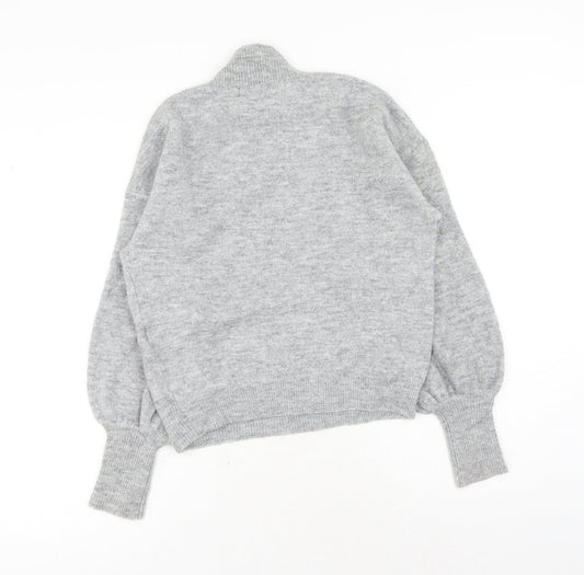 VERO MODA Womens Grey High Neck Polyester Pullover Jumper Size XS
