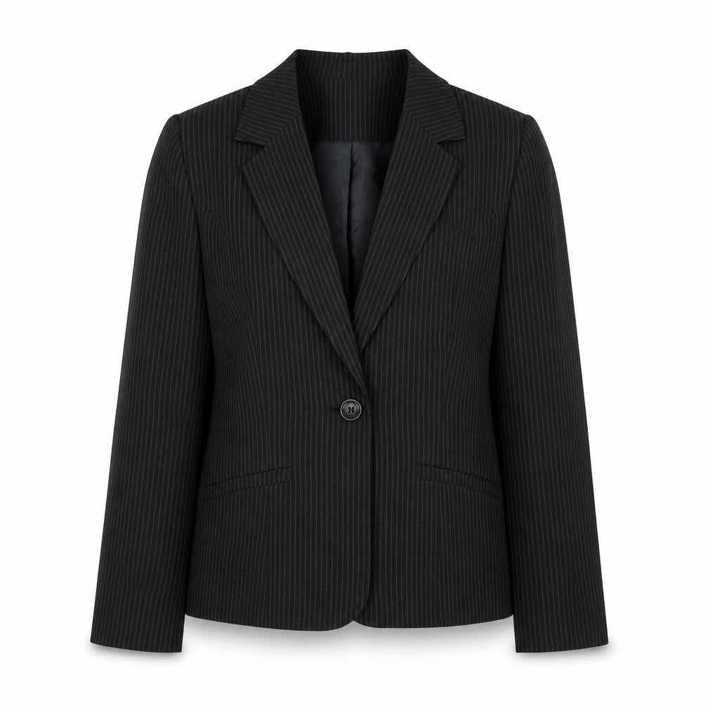 Papaya Womens Black Striped Polyester Jacket Blazer Size 16