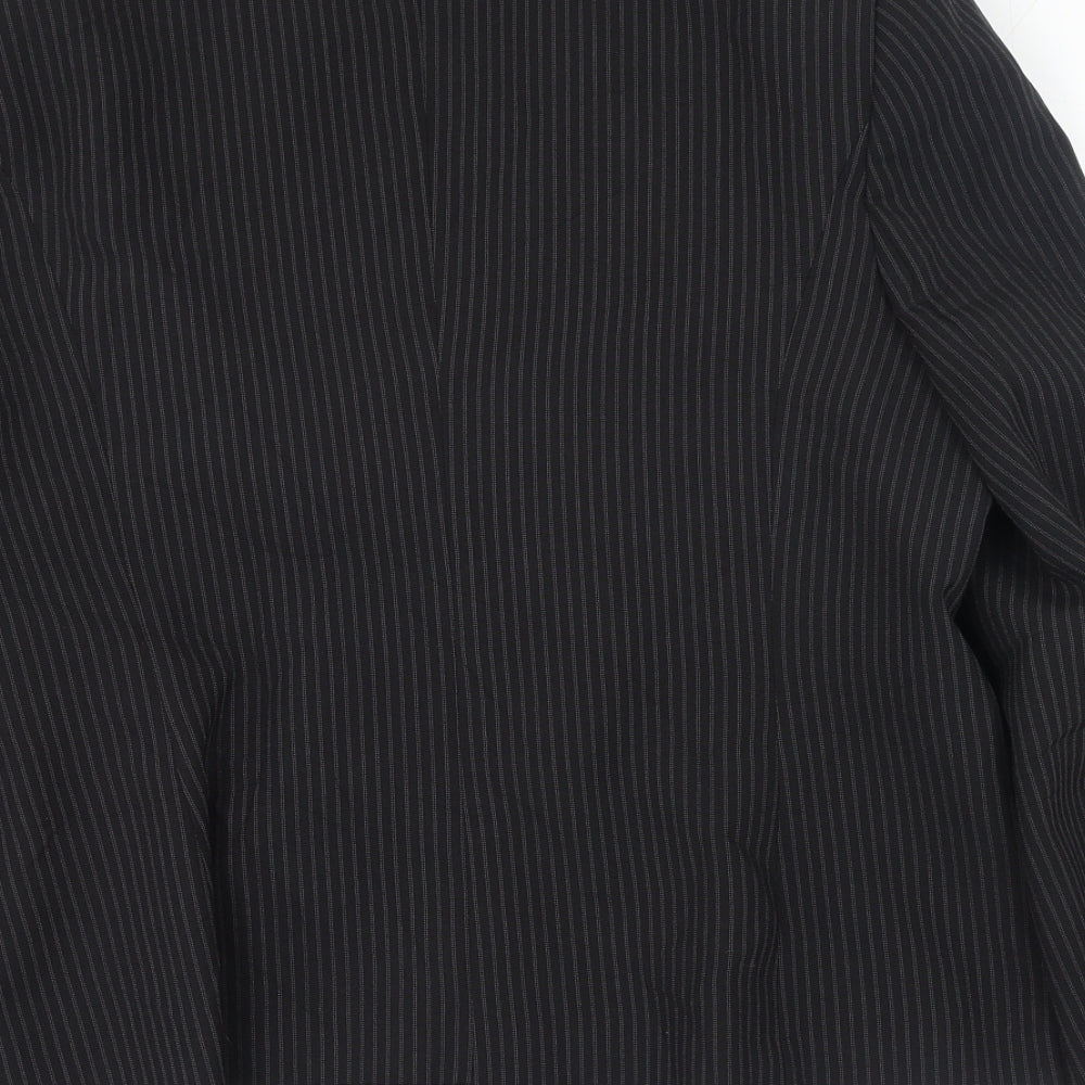 Papaya Womens Black Striped Polyester Jacket Blazer Size 16
