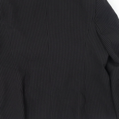 Papaya Womens Black Striped Polyester Jacket Blazer Size 16