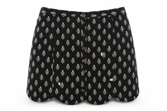 Staring at Stars Womens Black Floral Polyester Mini Skirt Size S Button