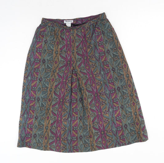Hyphen Womens Multicoloured Geometric Acrylic Straight & Pencil Skirt Size 14 Zip