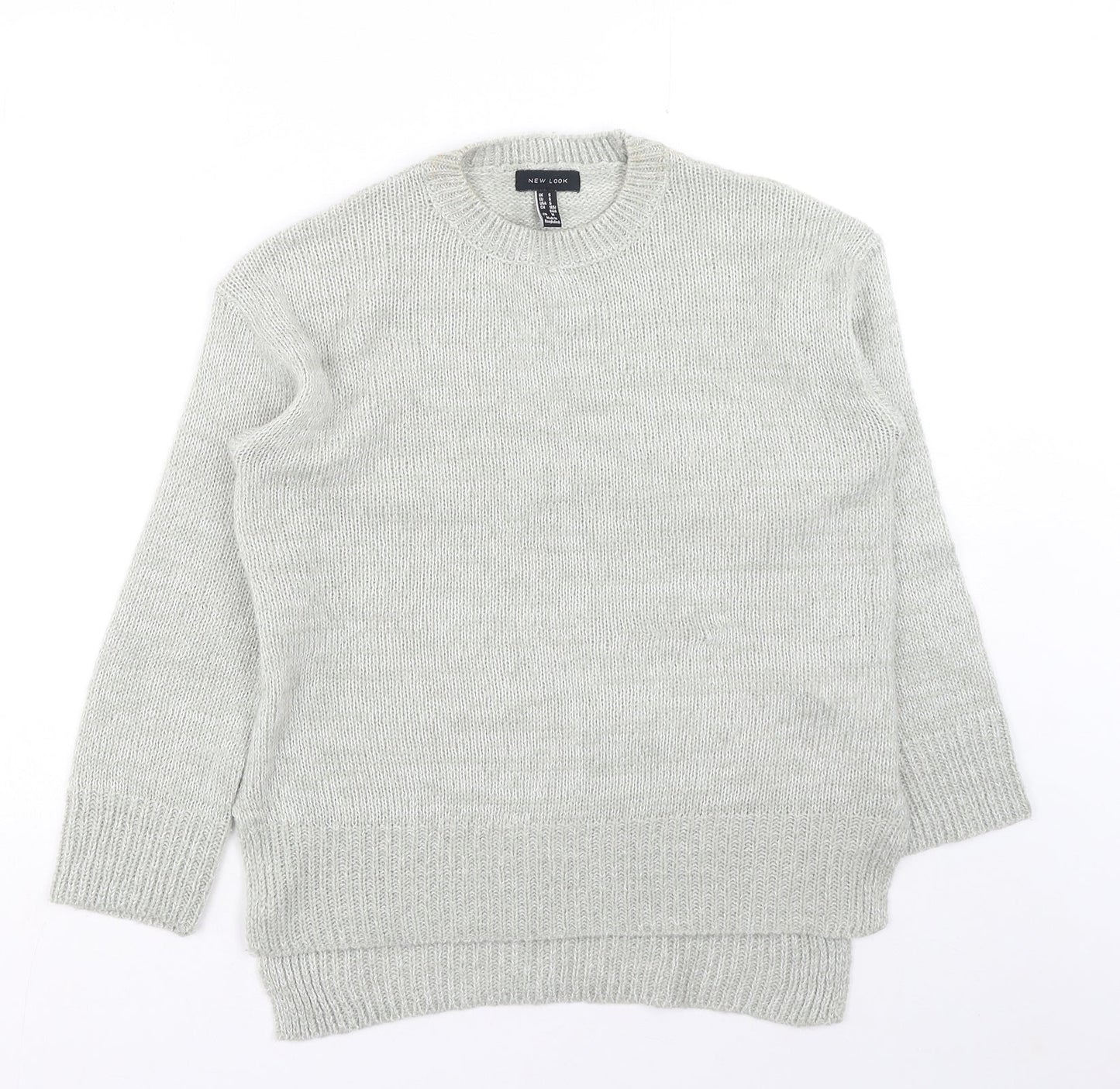 New Look Womens Grey Round Neck Acrylic Pullover Jumper Size S