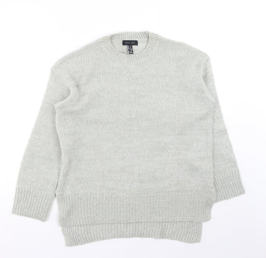 New Look Womens Grey Round Neck Acrylic Pullover Jumper Size S