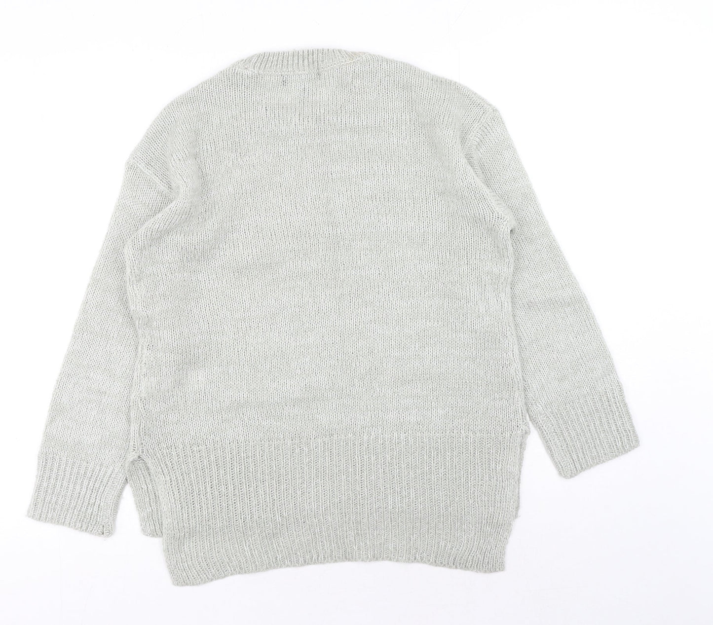 New Look Womens Grey Round Neck Acrylic Pullover Jumper Size S