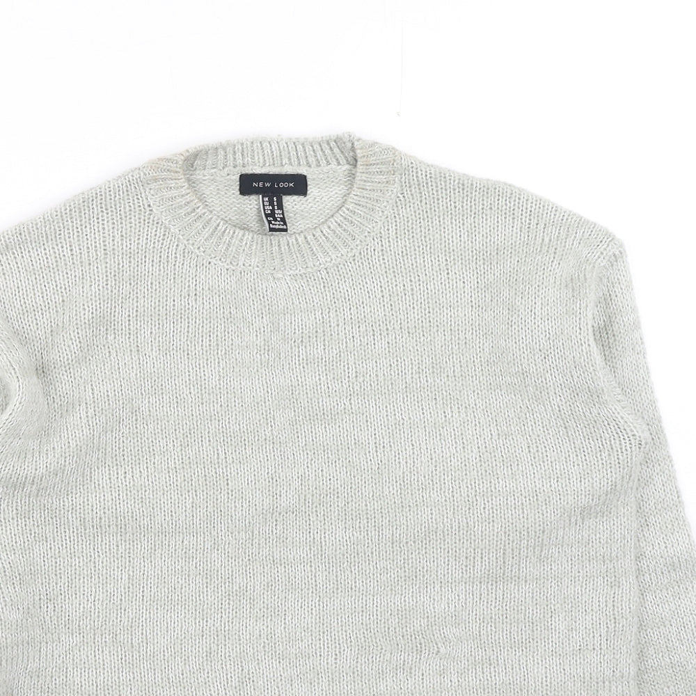 New Look Womens Grey Round Neck Acrylic Pullover Jumper Size S
