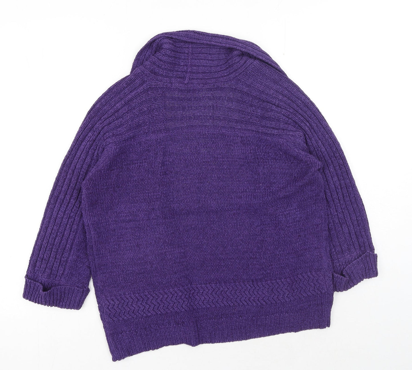 Marks and Spencer Womens Purple V-Neck Acrylic Shrug Jumper Size 12