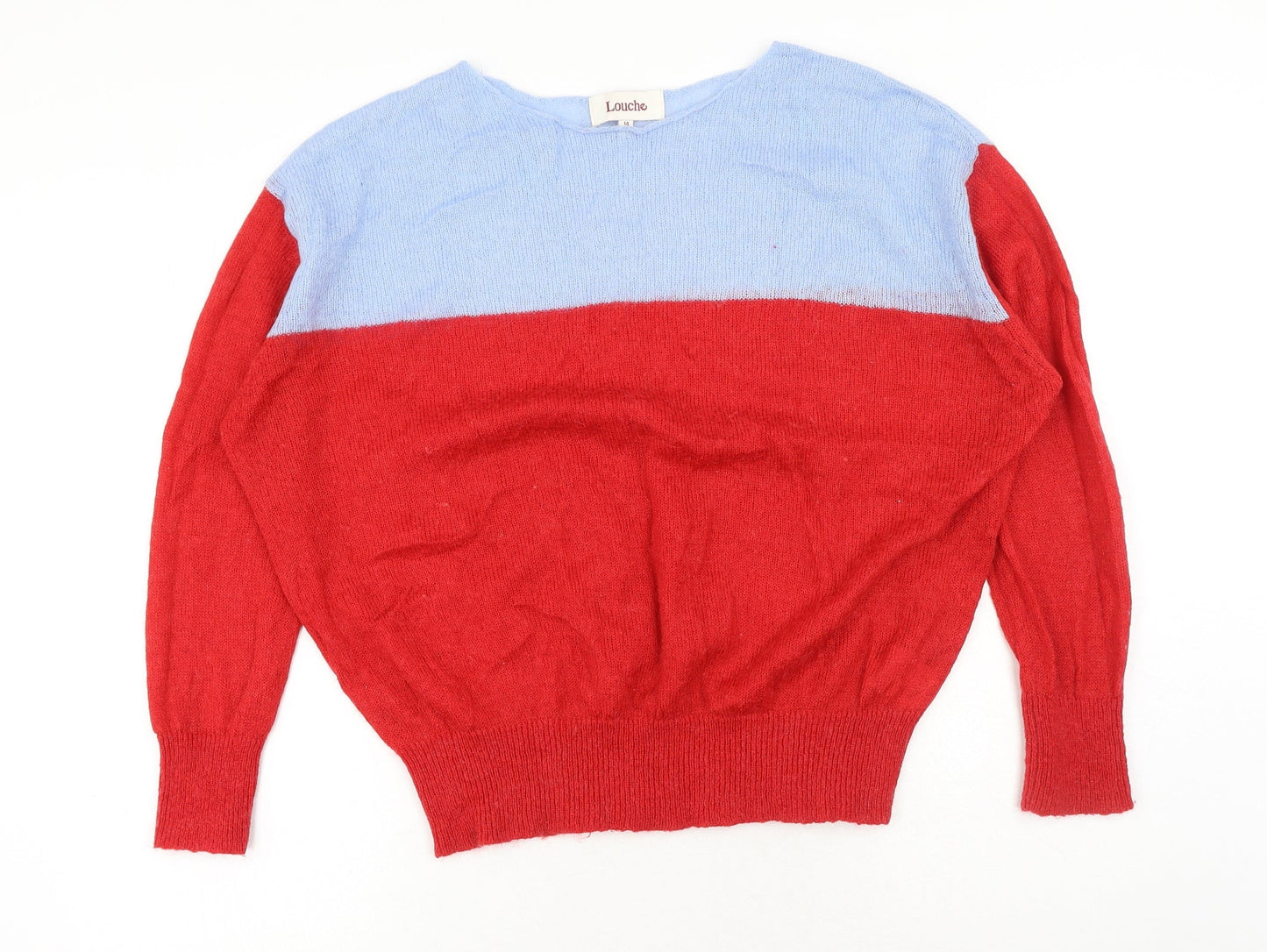 Louche Womens Red Round Neck Acrylic Pullover Jumper Size L