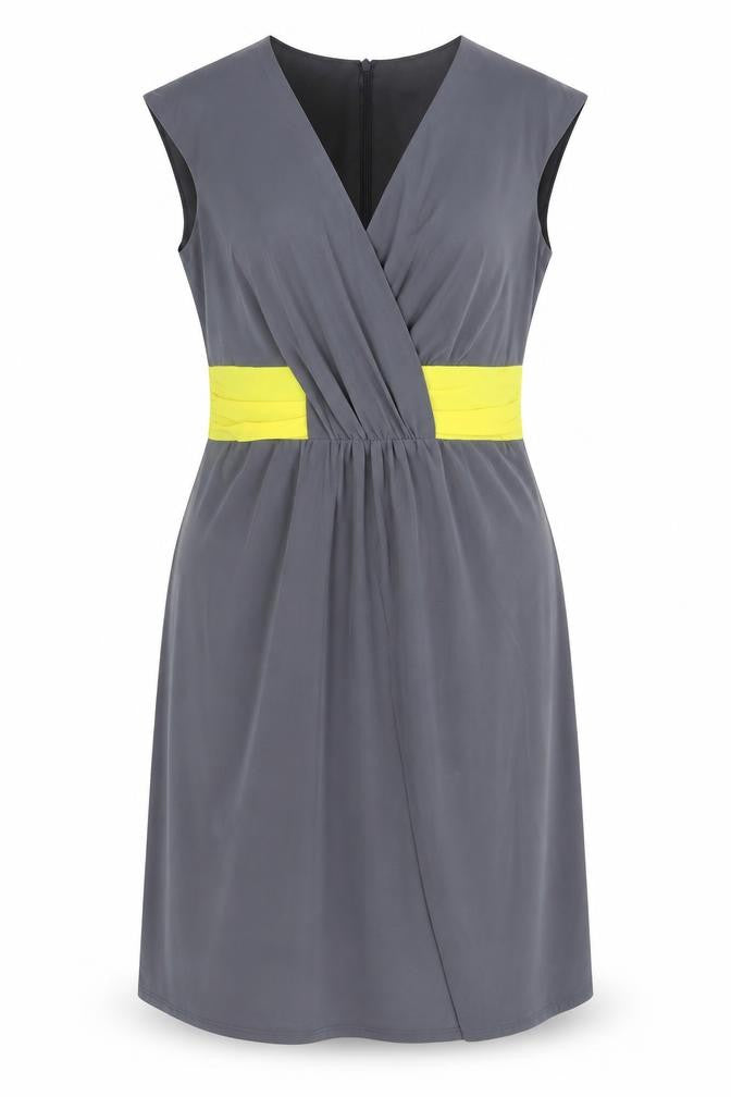 Tiana B Womens Grey Colourblock Cotton A-Line Size 12 V-Neck Zip