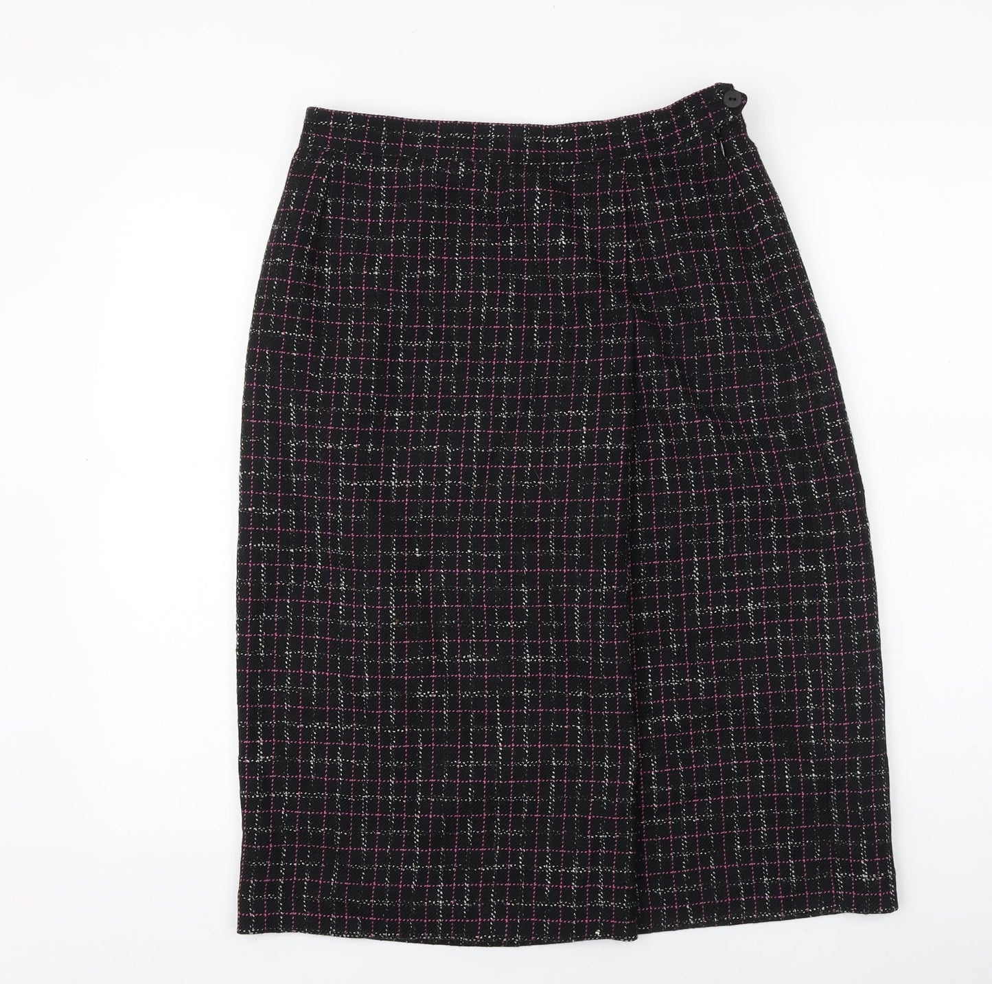 LUCIA Womens Black Plaid Cotton Straight & Pencil Skirt Size 14 Zip