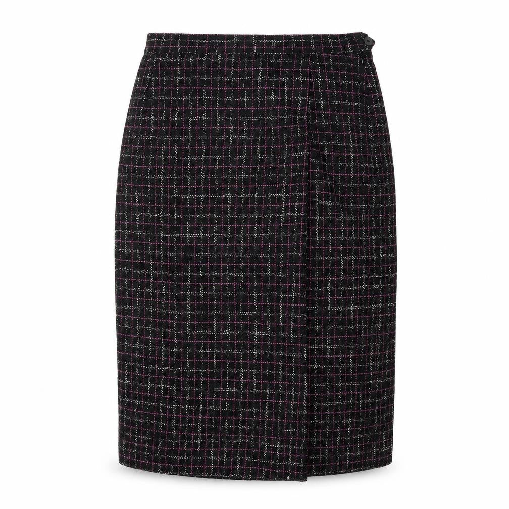 LUCIA Womens Black Plaid Cotton Straight & Pencil Skirt Size 14 Zip