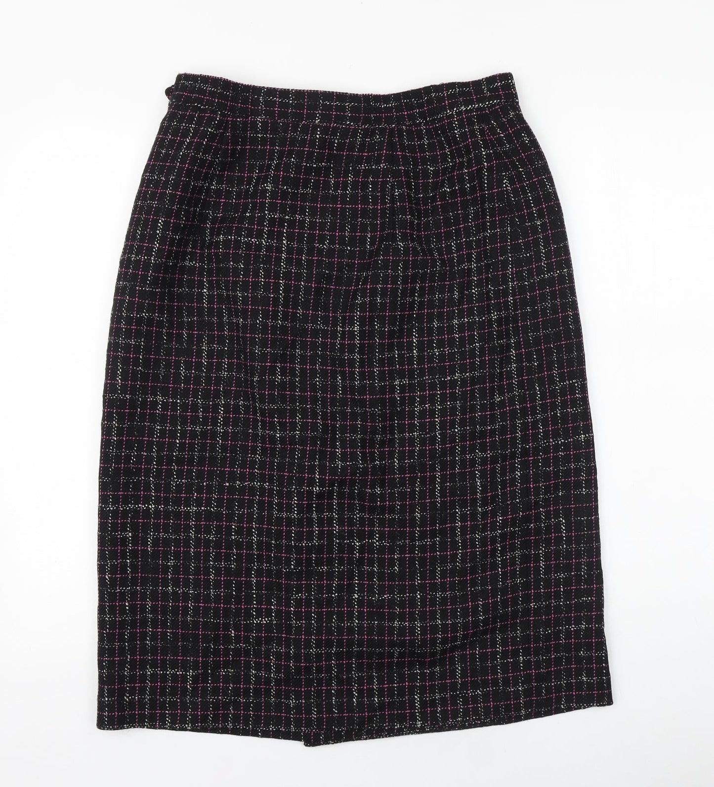 LUCIA Womens Black Plaid Cotton Straight & Pencil Skirt Size 14 Zip