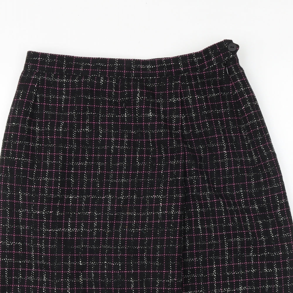 LUCIA Womens Black Plaid Cotton Straight & Pencil Skirt Size 14 Zip