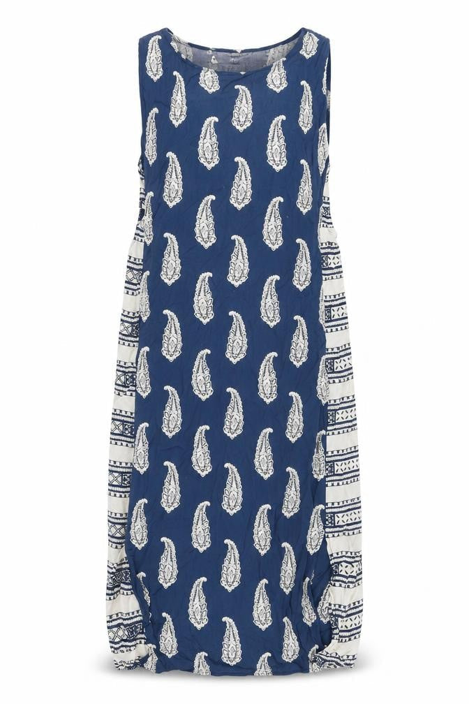 ASOS Womens Blue Geometric Polyester Tank Dress Size 12 Round Neck Pullover