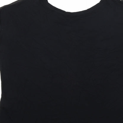 Peacocks Womens Black Floral Polyester Basic Blouse Size 16 Round Neck