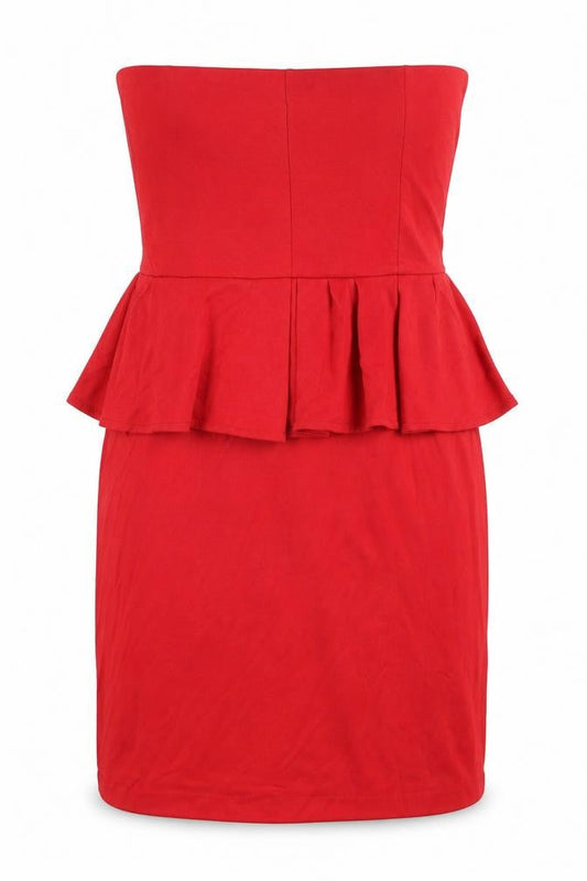 Mango Womens Red Viscose Shift Size 16 Off the Shoulder Zip