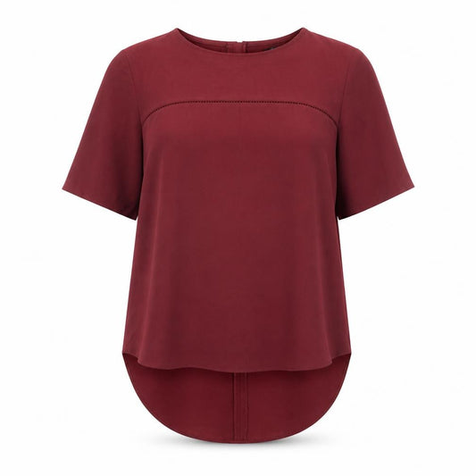 F&F Womens Red Polyester Basic Blouse Size 8 Boat Neck