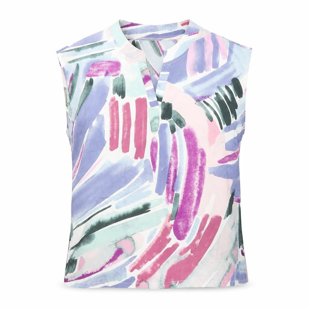 SheIn Womens Multicoloured Geometric Polyester Basic Blouse Size L V-Neck