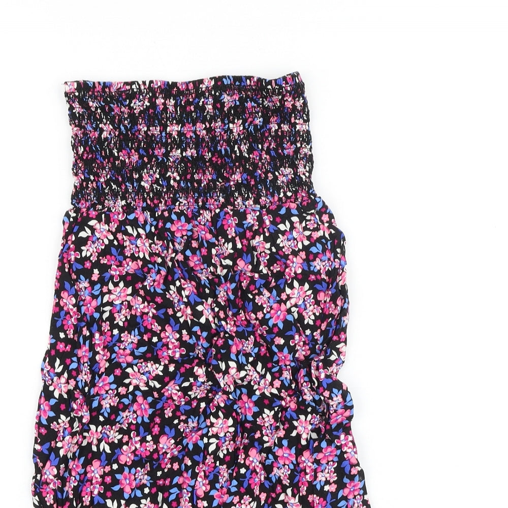 Debenhams Womens Multicoloured Floral 100% Cotton Basic Blouse Size 8 Off the Shoulder - Shirred Top
