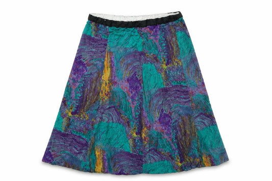 Preworn Womens Multicoloured Geometric Viscose Swing Skirt Size 36 in
