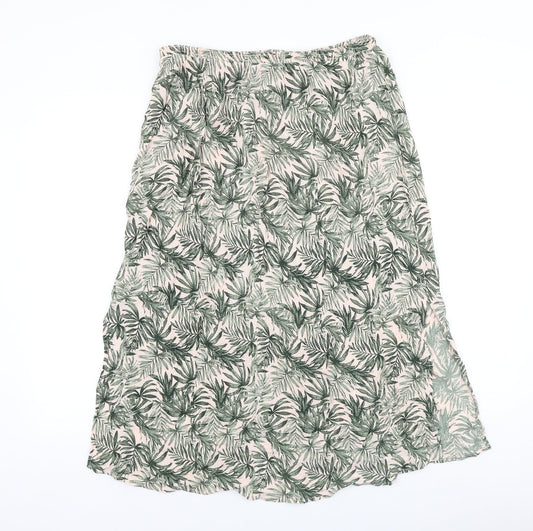 Preworn Womens Green Floral Viscose Swing Skirt Size 30 in