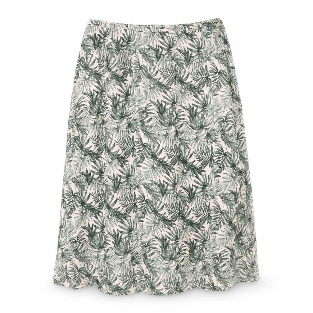Preworn Womens Green Floral Viscose Swing Skirt Size 30 in