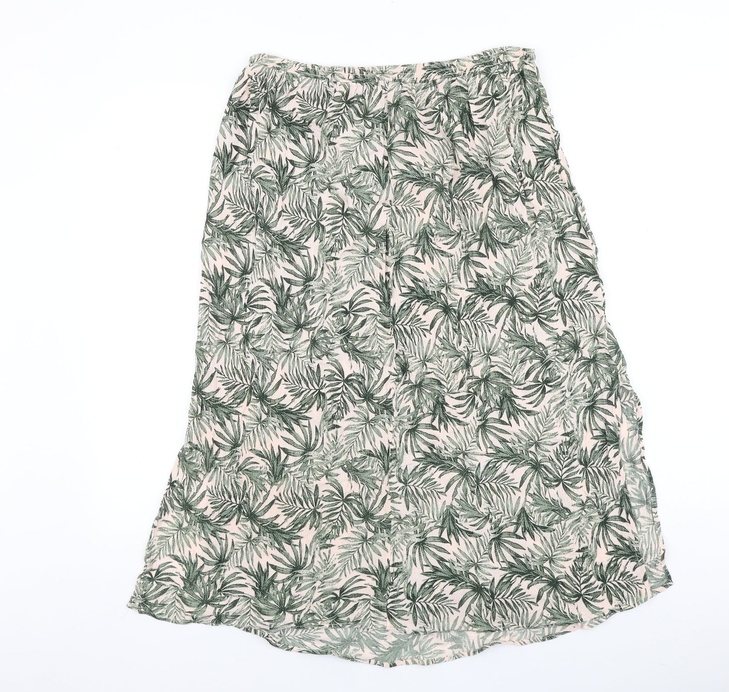 Preworn Womens Green Floral Viscose Swing Skirt Size 30 in