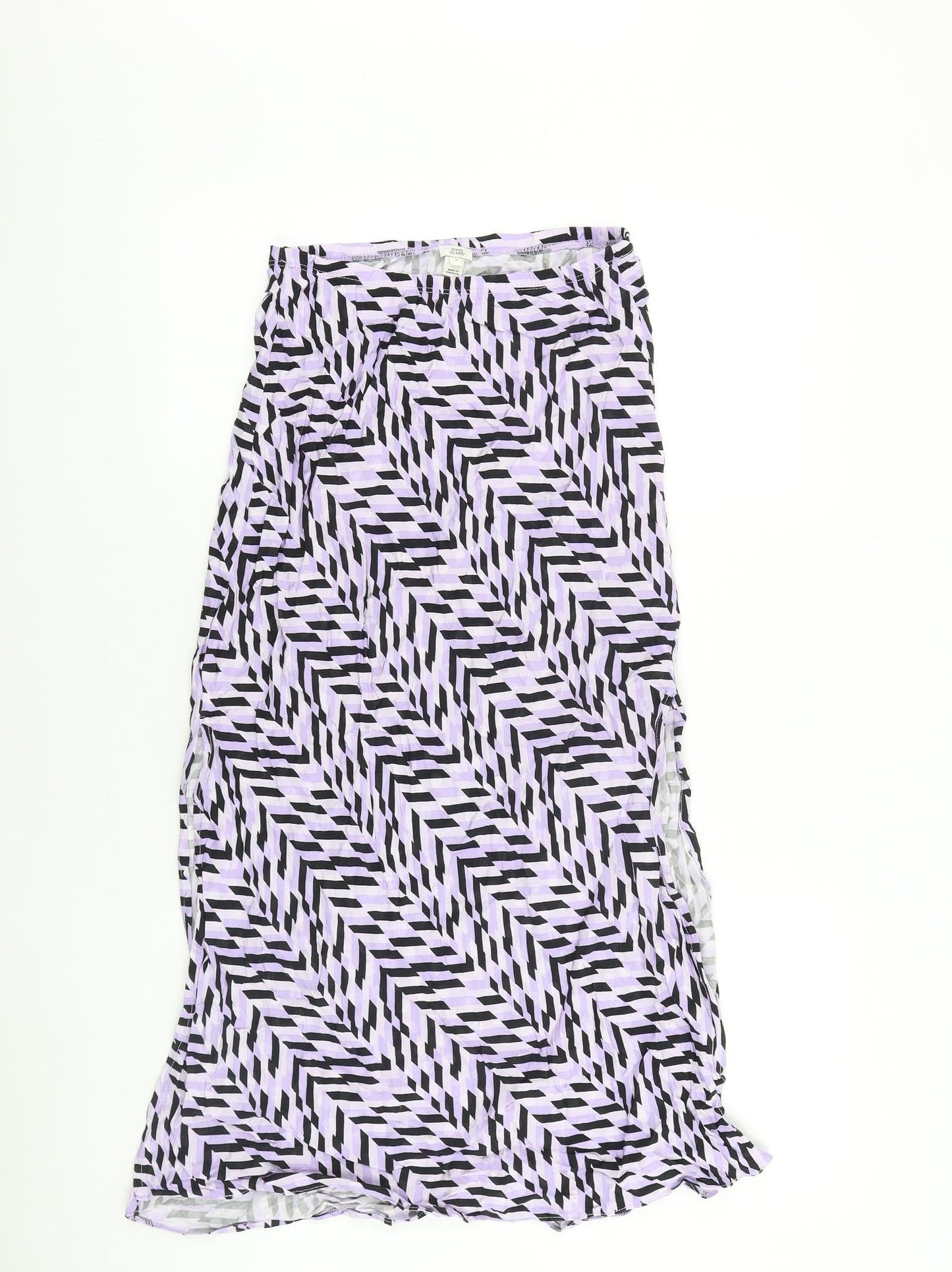 River Island Womens Purple Geometric Viscose Swing Skirt Size 8