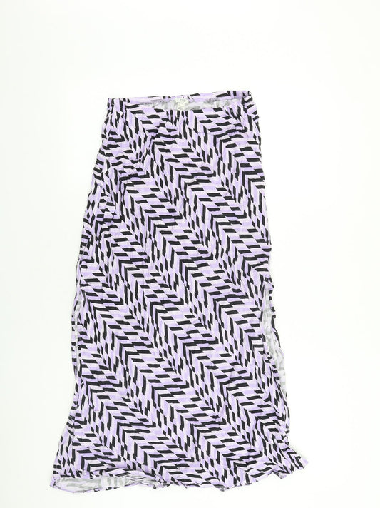 River Island Womens Purple Geometric Viscose Swing Skirt Size 8