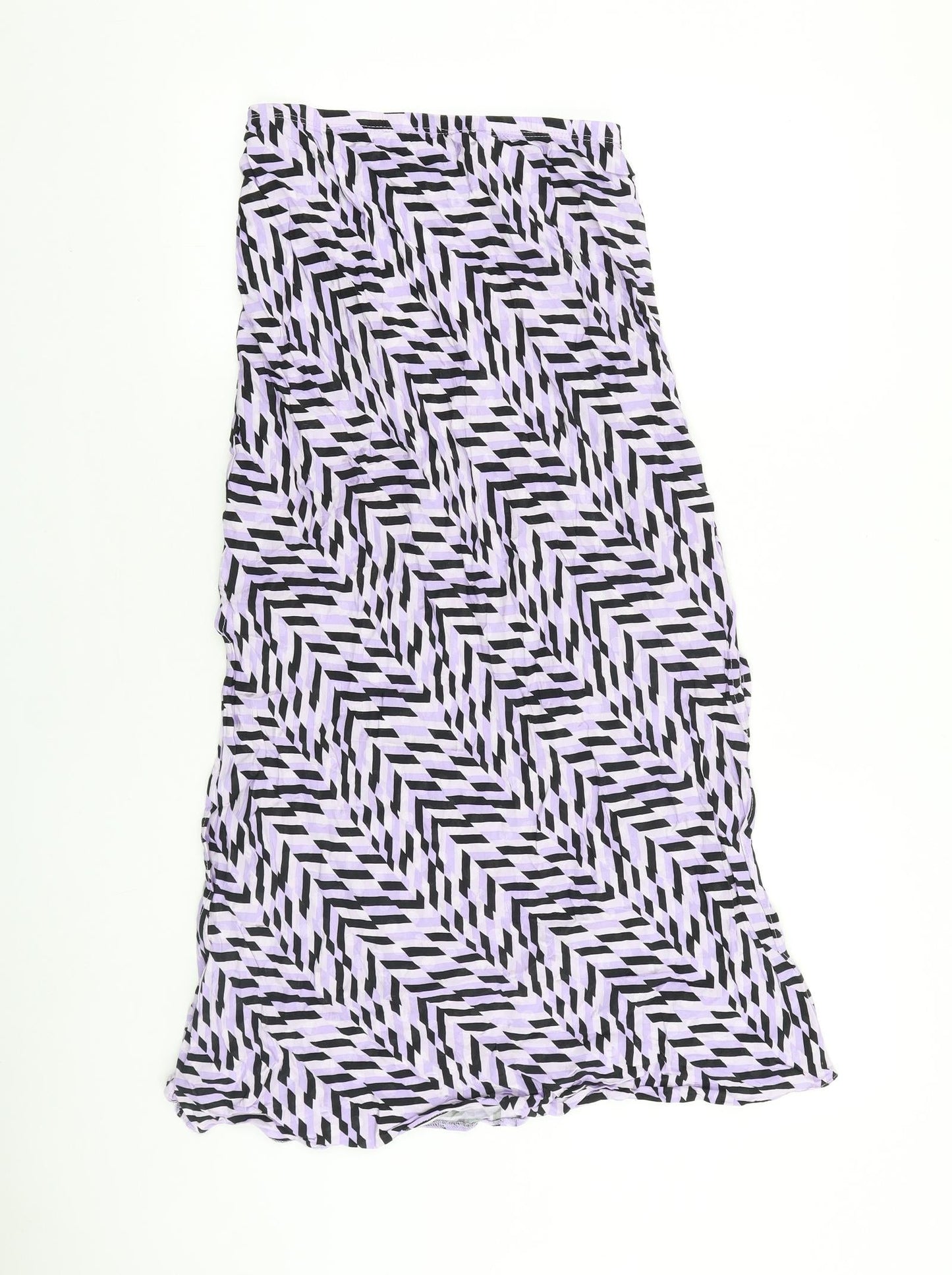 River Island Womens Purple Geometric Viscose Swing Skirt Size 8
