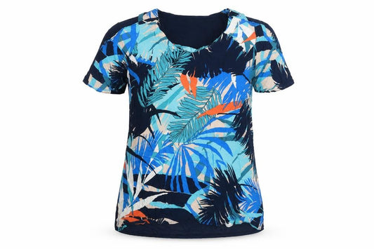 F&F Womens Blue Polyester Basic Blouse Size 12 Scoop Neck