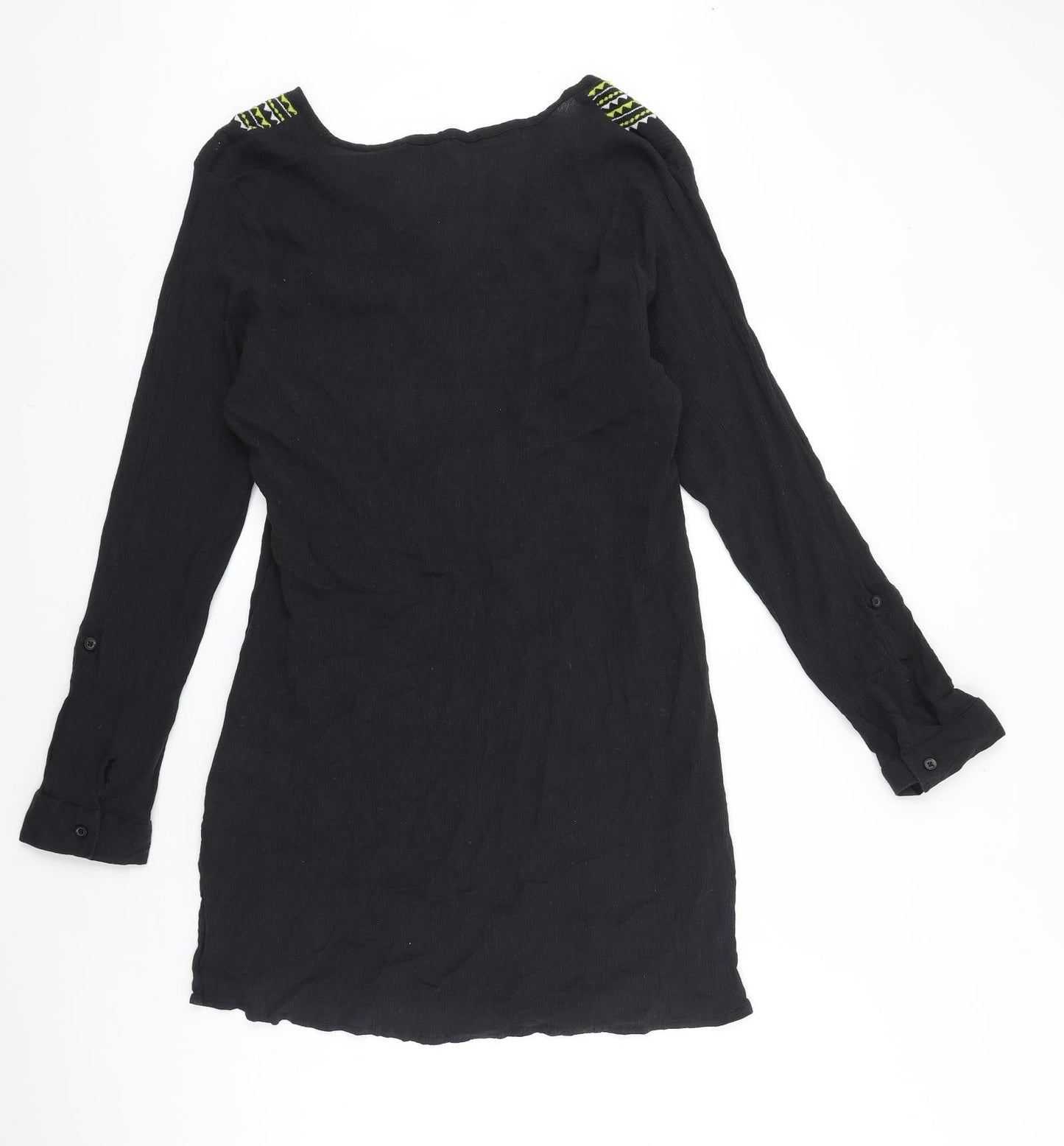 BHS Womens Black Polyester Tunic Blouse Size XL V-Neck