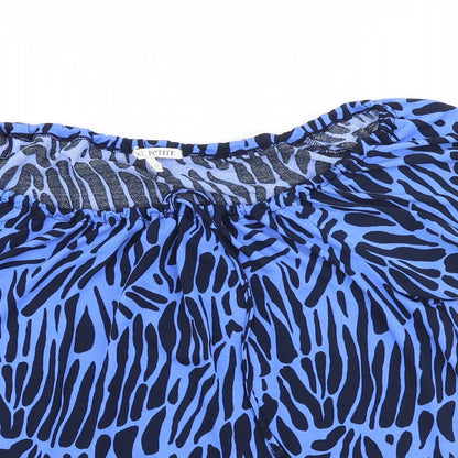 Next Womens Blue Geometric Viscose Basic Blouse Size 12 Boat Neck
