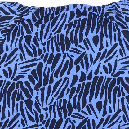 Next Womens Blue Geometric Viscose Basic Blouse Size 12 Boat Neck