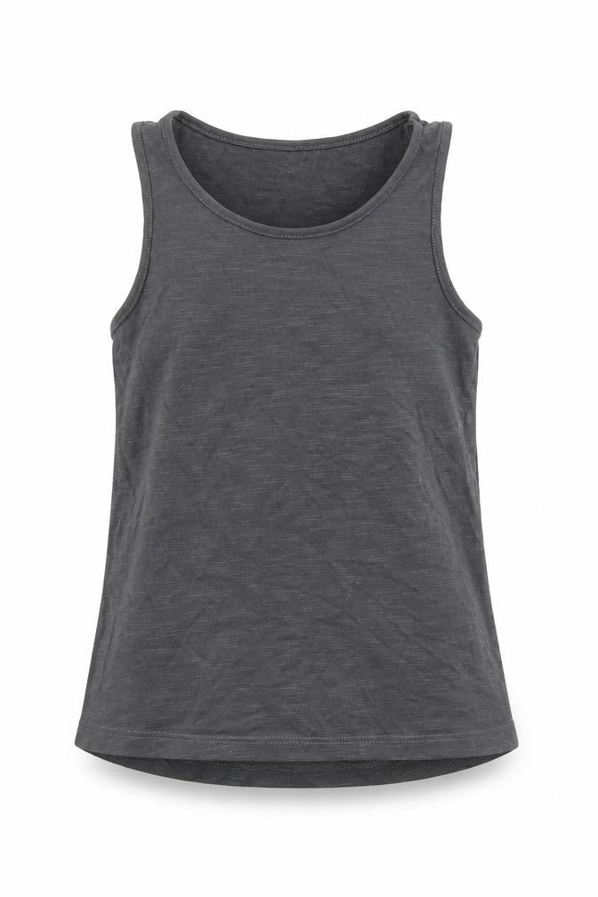 F&F Girls Grey 100% Cotton Basic Tank Size 6-7 Years Scoop Neck Pullover