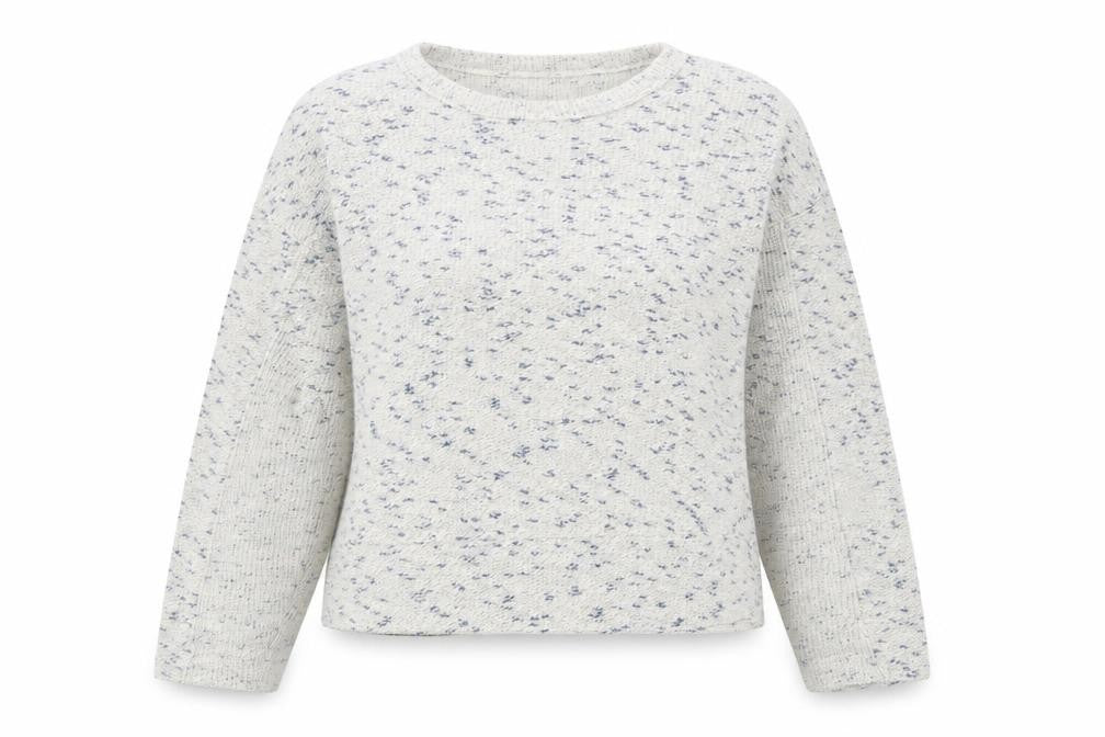 eseOese Womens White Round Neck Cotton Pullover Jumper Size L