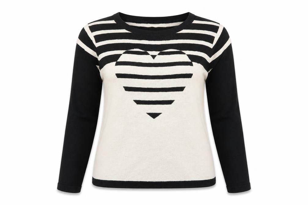 Debenhams Womens Multicoloured Scoop Neck Striped Cotton Pullover Jumper Size 12 - Heart