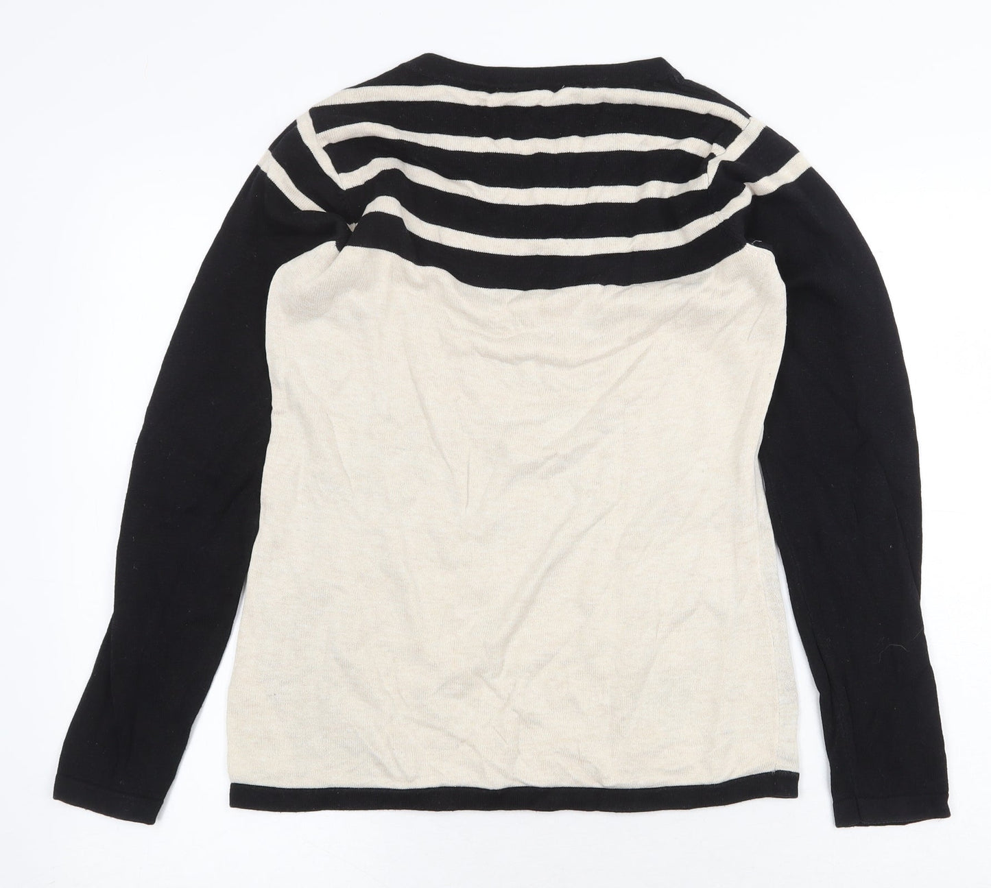 Debenhams Womens Multicoloured Scoop Neck Striped Cotton Pullover Jumper Size 12 - Heart