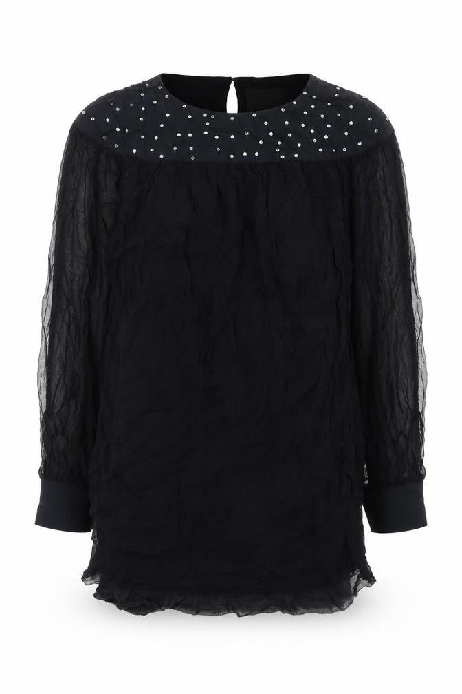 Preworn Womens Black Silk A-Line Size 8 Round Neck Hook & Eye